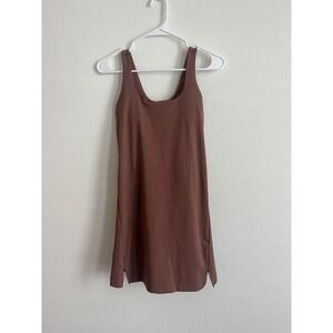 Old Navy Womens Mini Tank Dress Clay Coral Scoop Neck Wide Strap Side Slit